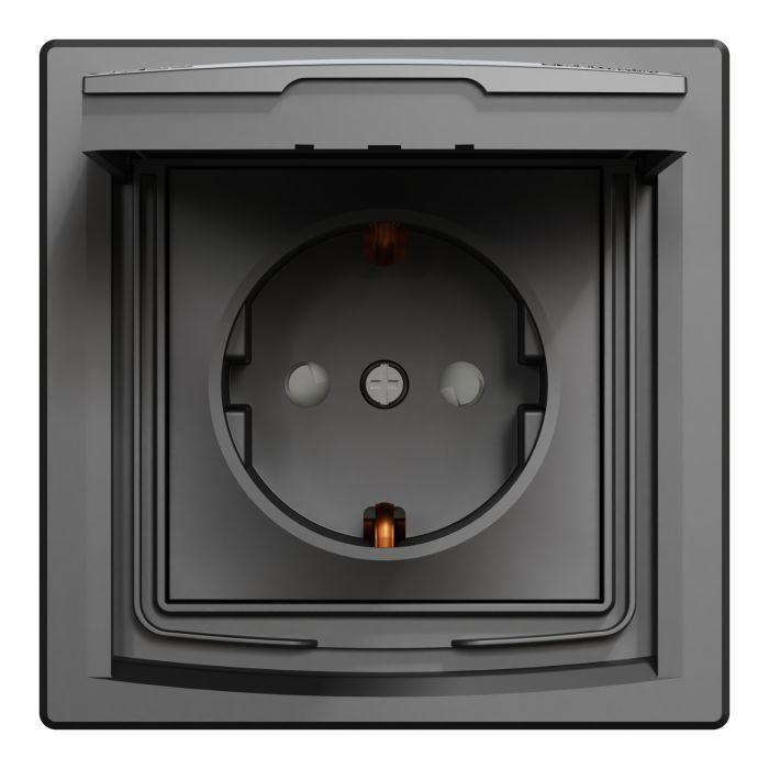 Розетка Schneider Electric ASFORA IP44, антрацит (EPH3100371)