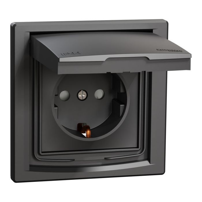 Розетка Schneider Electric ASFORA IP44, антрацит (EPH3100371) изображение 2