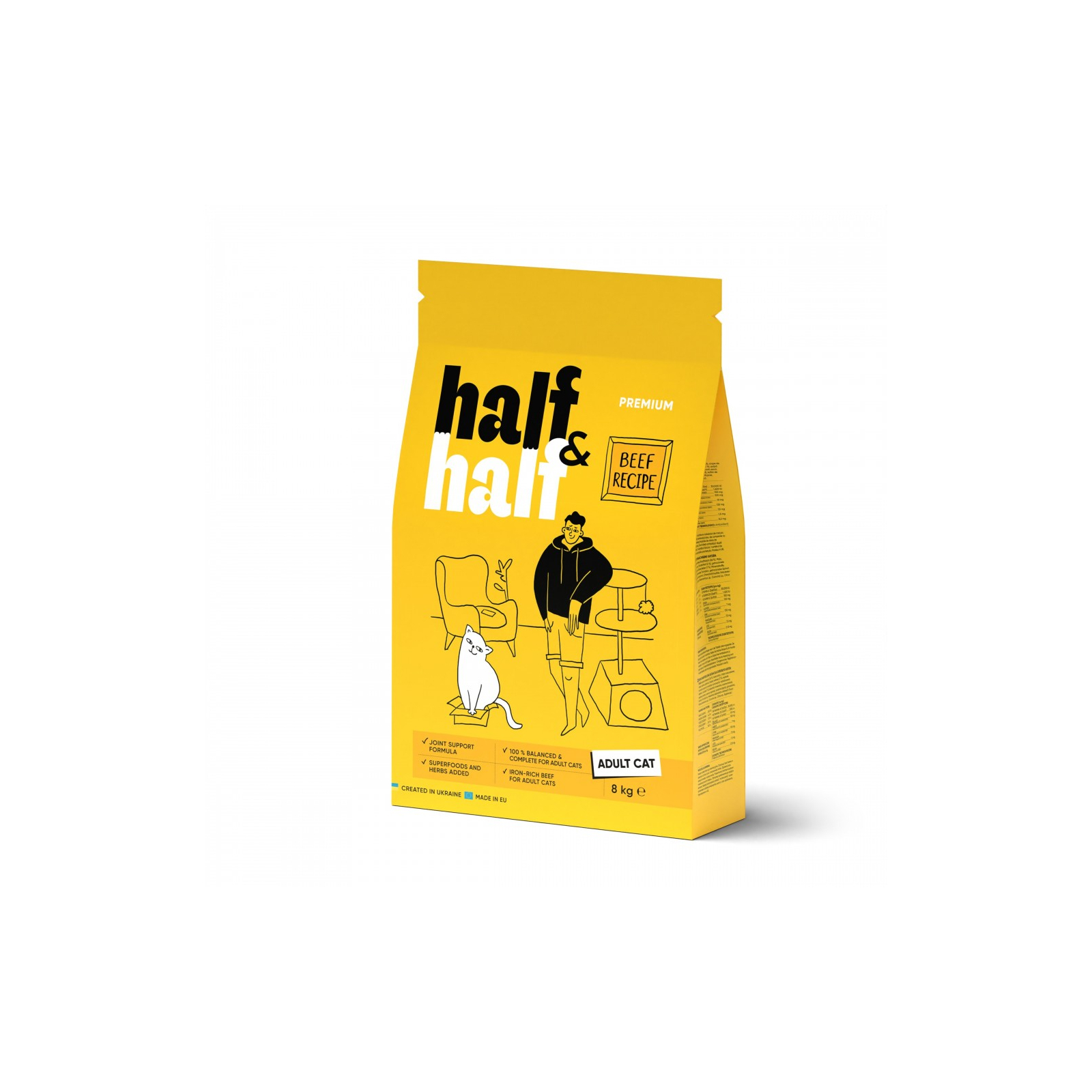 Сухий корм для кішок Half&Half з яловичиною 8 кг (4820261920857)