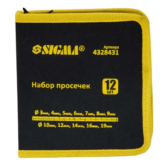 Пробойник Sigma 12шт 3-10, 12, 14, 16, 19мм (чехол) (4328431) изображение 4