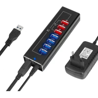 Фото - Кардридер / USB-хаб Dynamode Концентратор  4*USB3.0 data ports + 3*2.4А charge with Power Adapt 