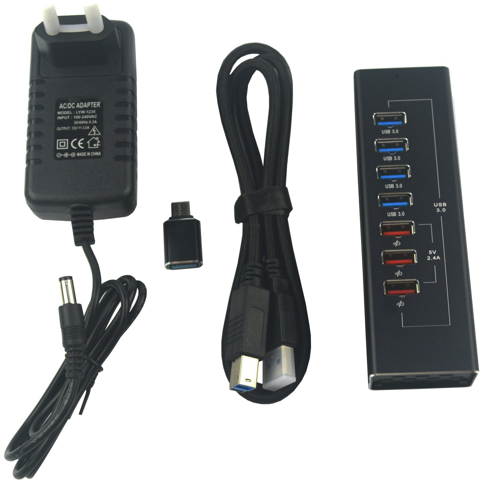 Концентратор Dynamode 4*USB3.0 data ports + 3*2.4А charge with Power Adaptor metal (DM-UH-P407) зображення 6