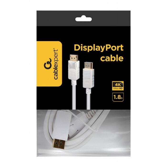 Кабель мультимедійний DisplayPort to DisplayPort 1.8m V1.2 Cablexpert (CC-DP2-6-W) зображення 2