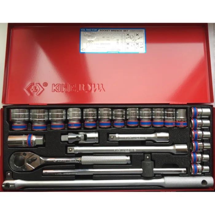 Набор инструментов KING TONY 1/2" 24 шт 12-тигранных с принадлежностями (4226MR01)