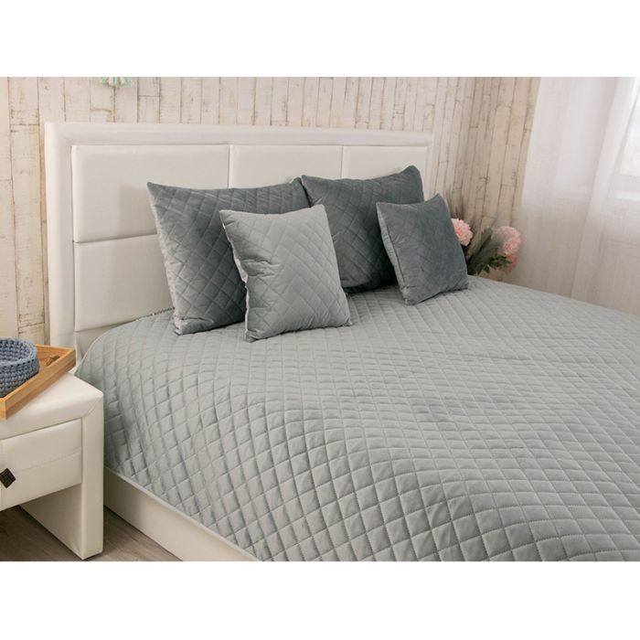 Покривало Руно двостороннє декоративне Velour Dark Grey ромб 150х220 см (360.55_Dark Grey ромб) зображення 2