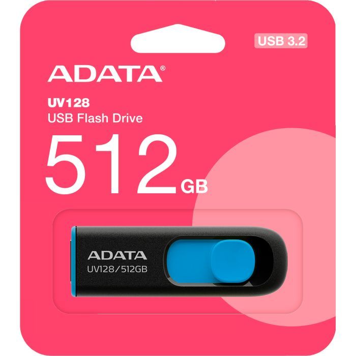 USB флеш накопитель ADATA 512GB AUV 128 Black/Blue USB 3.2 (AUV128-512G-RBE) изображение 4