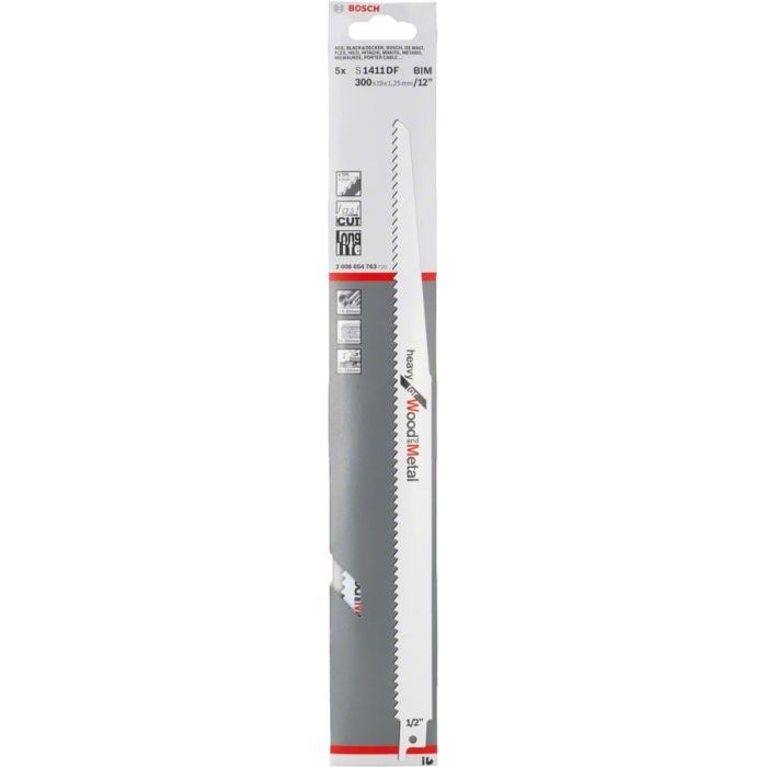 Полотно Bosch по дереву и металлу, S 1411 DF, 6TPI, 5шт (2.608.654.763)