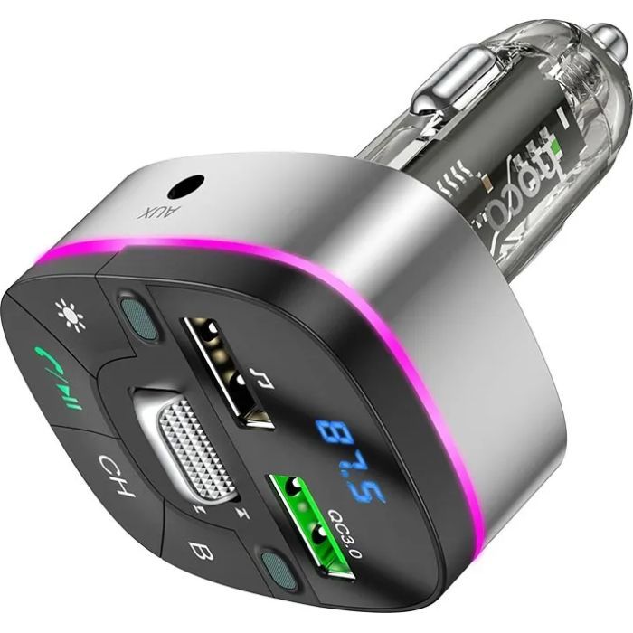 FM модулятор HOCO E71, Black/Silver, Box зображення 3