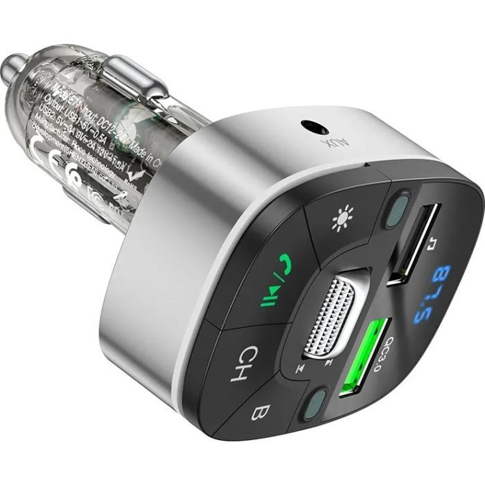 FM модулятор HOCO E71, Black/Silver, Box зображення 4