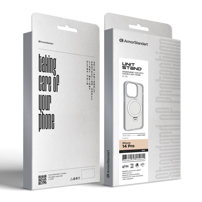 Чехол для мобильного телефона Armorstandart Unit Stand Apple iPhone 14 Pro Grey (ARM70563) изображение 2