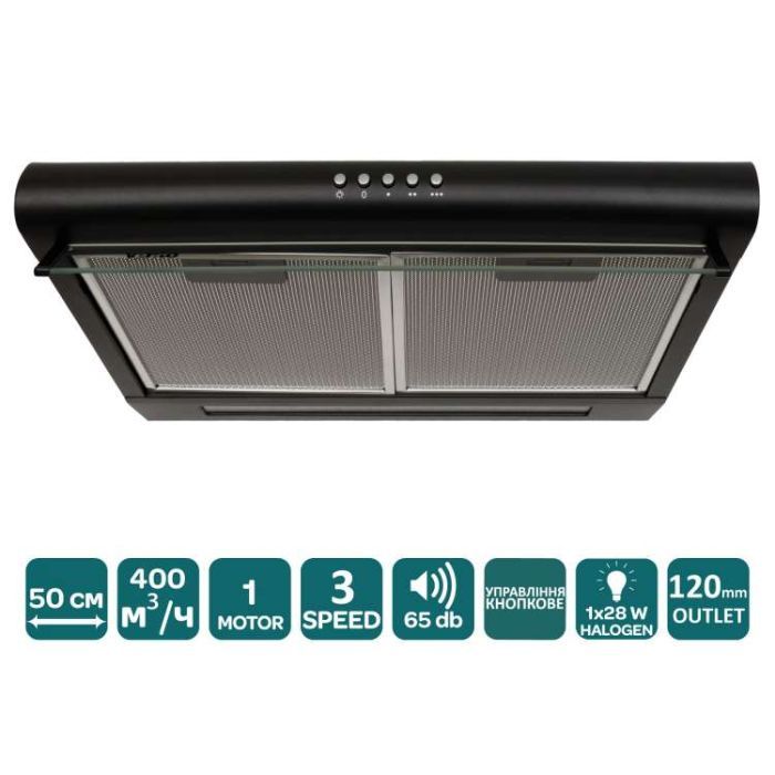 Витяжка кухонна Ventolux ROMA 50 BK LUX зображення 3