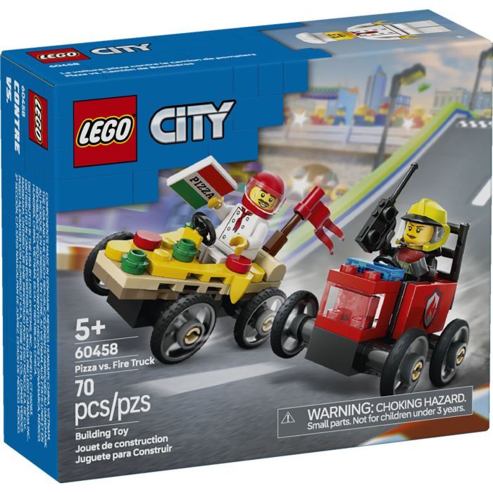Конструктор LEGO City Пицца-авто против пожарной машины Набор гонок (60458)