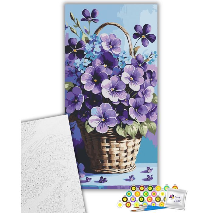 Картина по номерам ArtCraft Фіалки в кошику 40х80 см (13089-AC) изображение 2