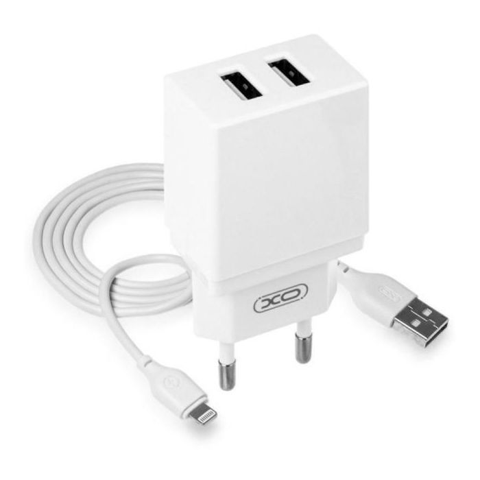 Зарядное устройство XO L75 2USB/2.4A + Lightning White (XO-L75-L)