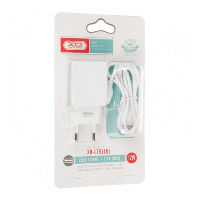 Зарядное устройство XO L75 2USB/2.4A + Lightning White (XO-L75-L) изображение 3