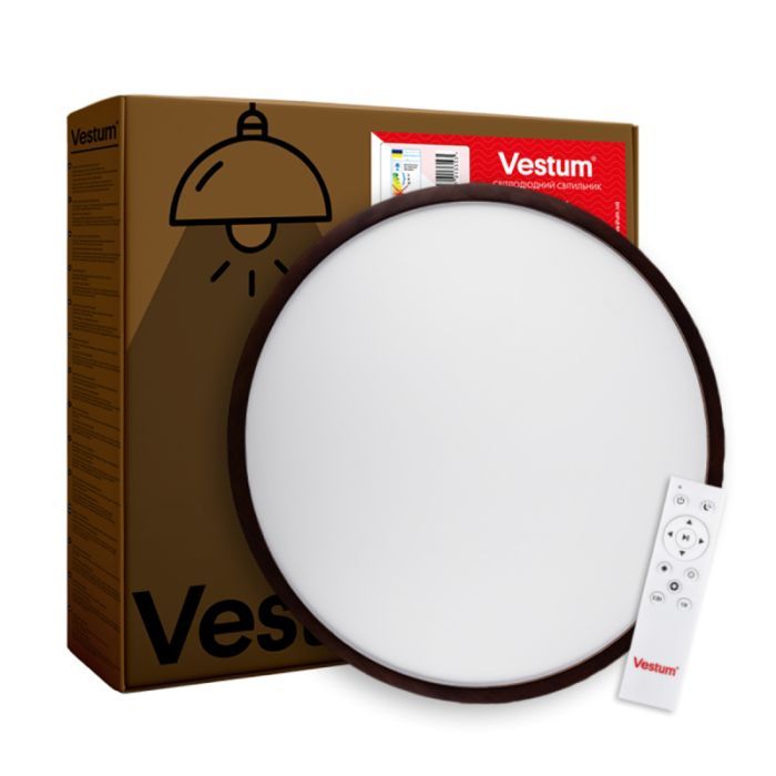Светильник Vestum WOOD матовий 60W 375*60мм 3000К-6500К з ДК горіх (VS-91046)