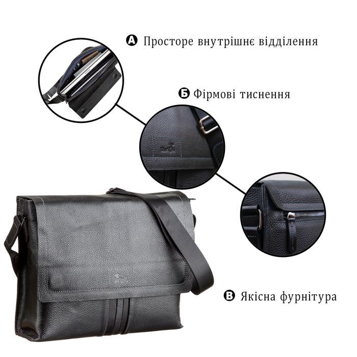 Сумка Shvigel Кожаная Черная (11106) изображение 4