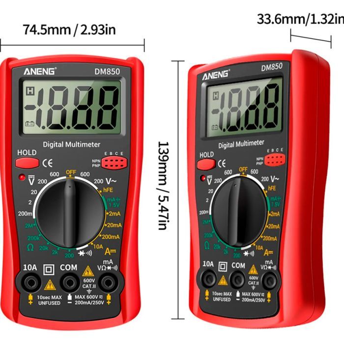 Цифровой мультиметр ANENG DM850, V, A, R, функція hFE (AN-DM850) изображение 4