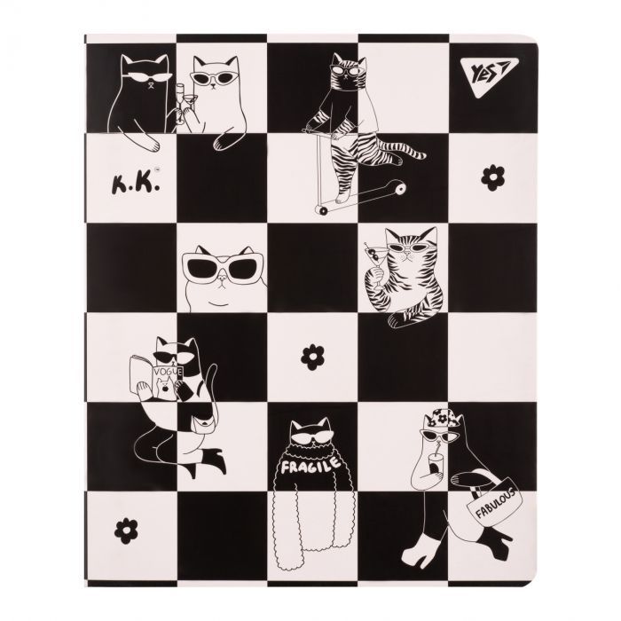 Блокнот Yes А5 50 арк cпіраль Tatoo Cats клітинка (151883)