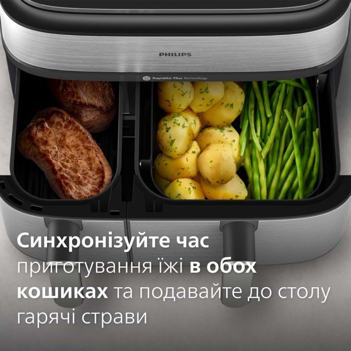 Мультипіч Philips Dual Basket Airfryer 5000 Series (NA555/00) зображення 6