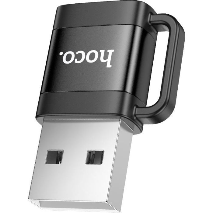Переходник UA31D USB M to USB-C F USB2.0 Black HOCO (6942007628143)