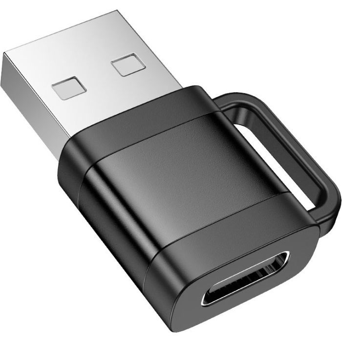 Переходник UA31D USB M to USB-C F USB2.0 Black HOCO (6942007628143) изображение 4