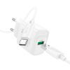 Зарядний пристрій HOCO C140A Smart USB QC3.0 + cable USB to USB-C White (6942007627832) зображення 2
