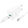 Зарядний пристрій HOCO C140A Smart USB QC3.0 + cable USB to USB-C White (6942007627832)