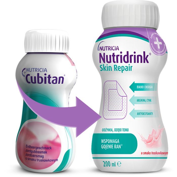 Энтеральное питание Nutricia Nutridrink Skin Repair Strawberry flavour 4х200 мл (8716900583209) изображение 2 Энтеральное питание Nutricia Nutridrink Skin Repair Strawberry flavour 4х200 мл (8716900583209) изображение 2