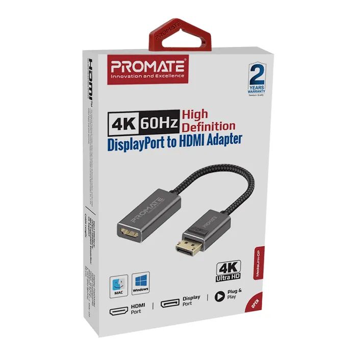 Перехідник DisplayPort to HDMI Promate (medialink-dp.black) зображення 2