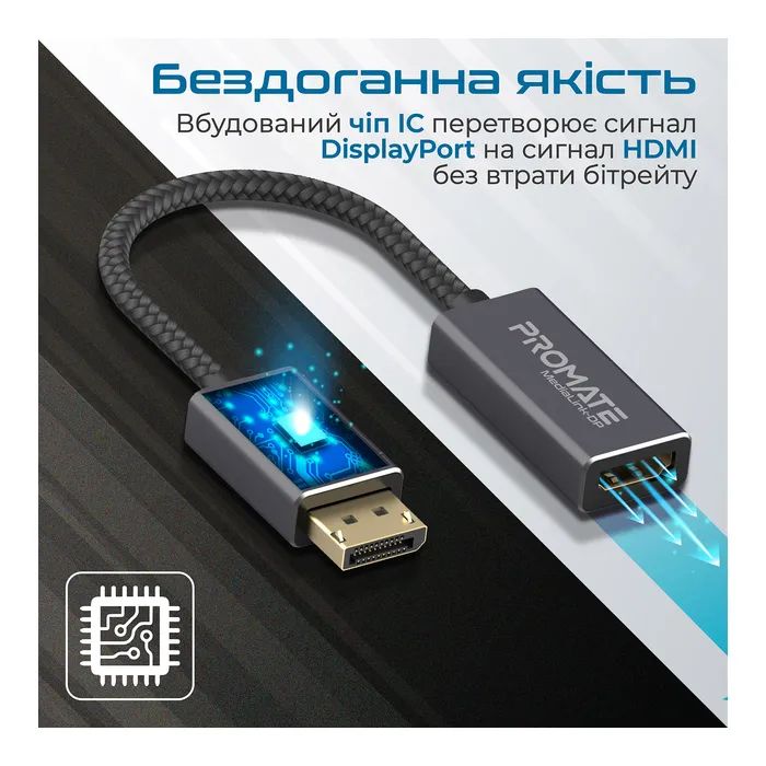 Перехідник DisplayPort to HDMI Promate (medialink-dp.black) зображення 5