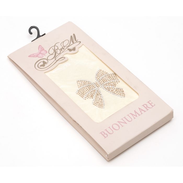 Колготки дитячі BNM з бантиком зі страз (M0C0302-0989-134G-cream) зображення 2