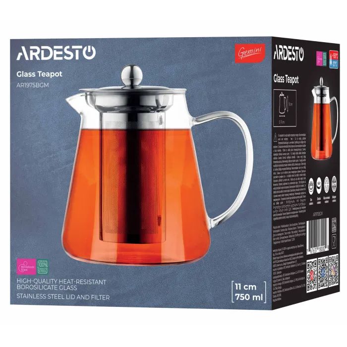 Заварник Ardesto Gemini Milano 950 мл, прозорий (AR1909BGM) зображення 4