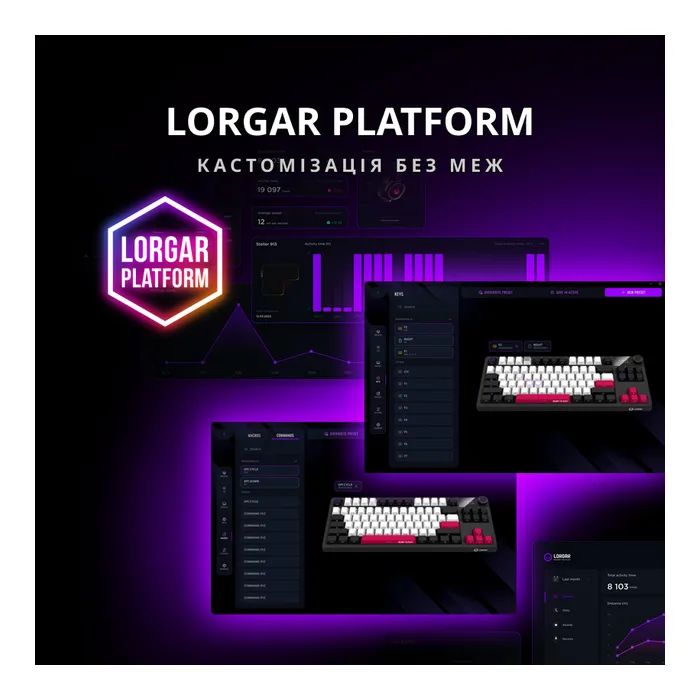 Клавиатура Lorgar KBP70TKLW Wireless TKL Mechanical Pro UA Black/Red (LRG-KBP70TKLW-BK-US) изображение 12