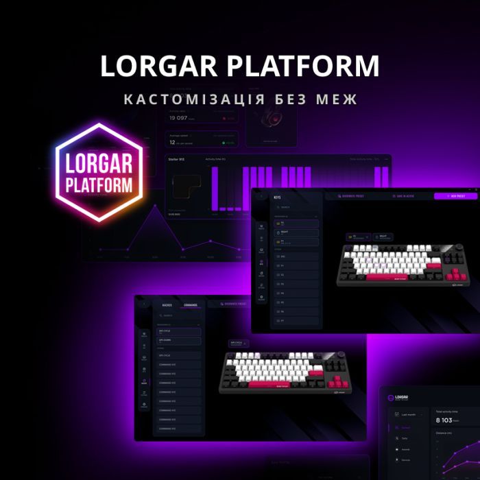 Клавиатура Lorgar KBP70TKLW Wireless TKL Mechanical Pro UA Black/Red (LRG-KBP70TKLW-BK-US) изображение 12