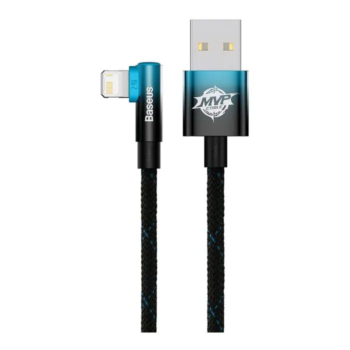 Дата кабель USB 2.0 AM to Lightning 1.0m 2.4A 90° corner black/red Baseus (CAVP000020)