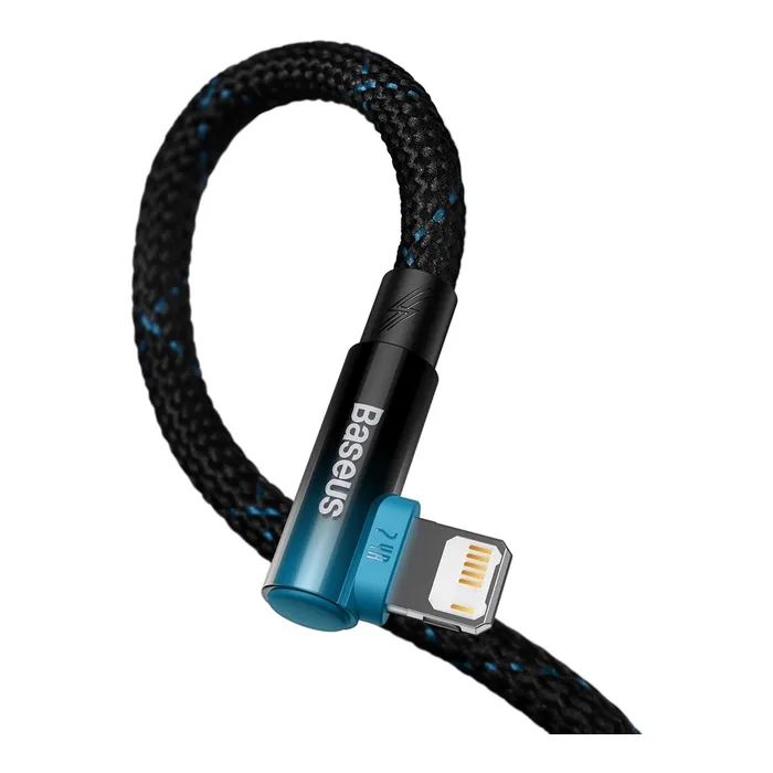 Дата кабель USB 2.0 AM to Lightning 1.0m 2.4A 90° corner black/red Baseus (CAVP000020) изображение 4