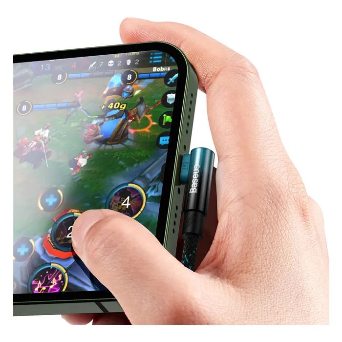 Дата кабель USB 2.0 AM to Lightning 1.0m 2.4A 90° corner black/red Baseus (CAVP000020) изображение 6