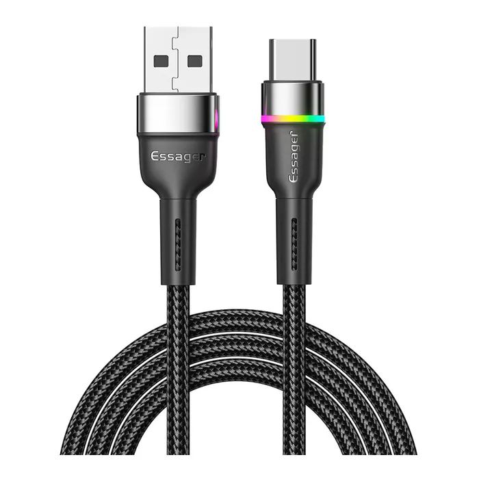 Дата кабель USB 2.0 AM to USB-C 1.0m 3A LED blue Essager (EXCT-XCD03)