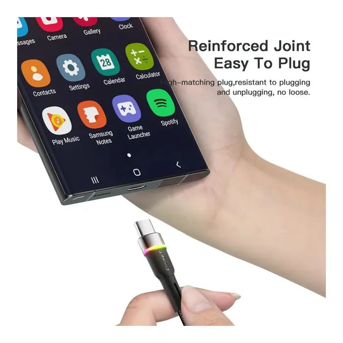 Дата кабель USB 2.0 AM to USB-C 1.0m 3A LED blue Essager (EXCT-XCD03) изображение 8