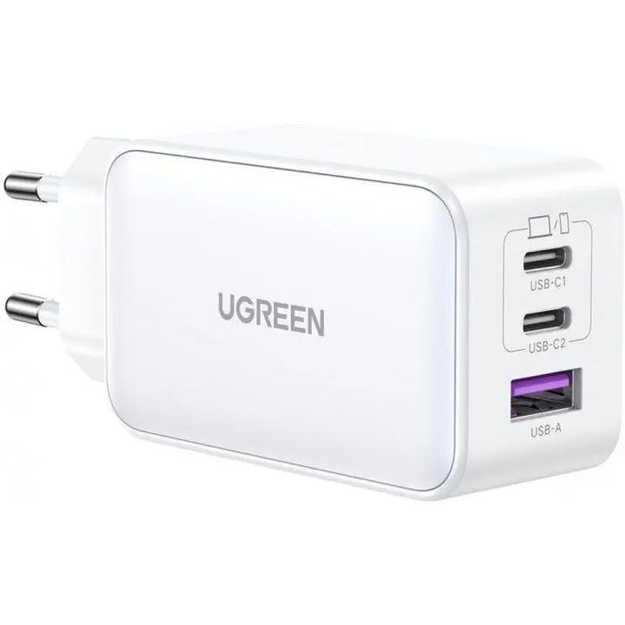 Зарядное устройство UGREEN 1xUSB + 2xUSB-C 65W GaN CD244 white (15334)