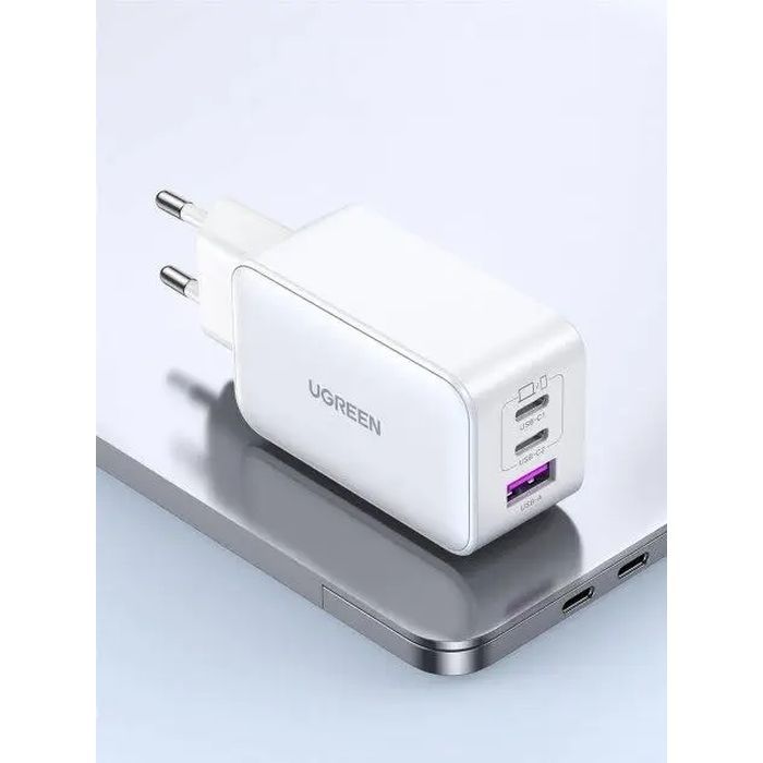 Зарядное устройство UGREEN 1xUSB + 2xUSB-C 65W GaN CD244 white (15334) изображение 4