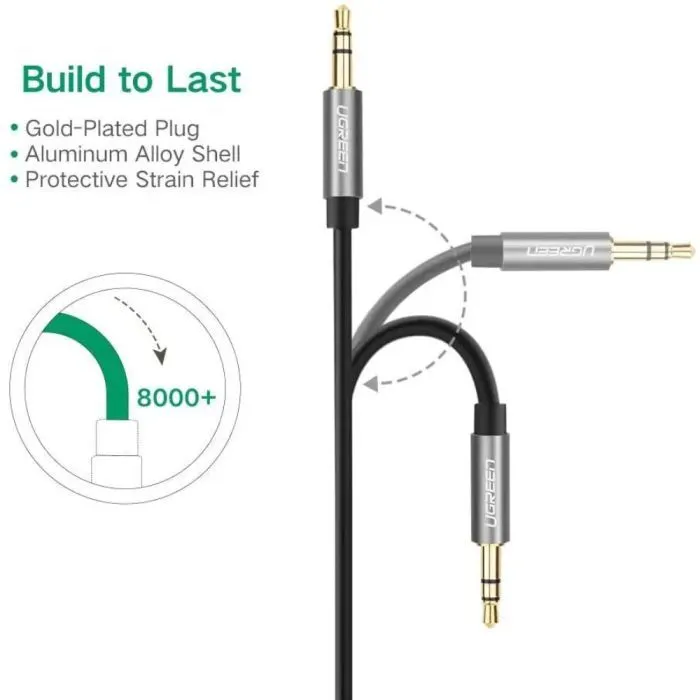 Кабель мультимедійний 3.5mm M to 3.5mm M 1.0m AV119 black Ugreen (10733) зображення 3