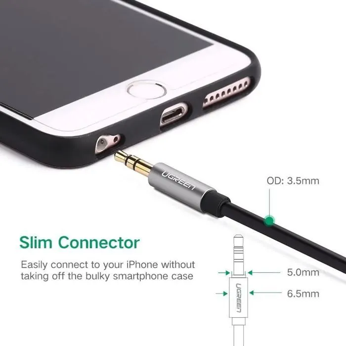 Кабель мультимедійний 3.5mm M to 3.5mm M 1.0m AV119 black Ugreen (10733) зображення 5