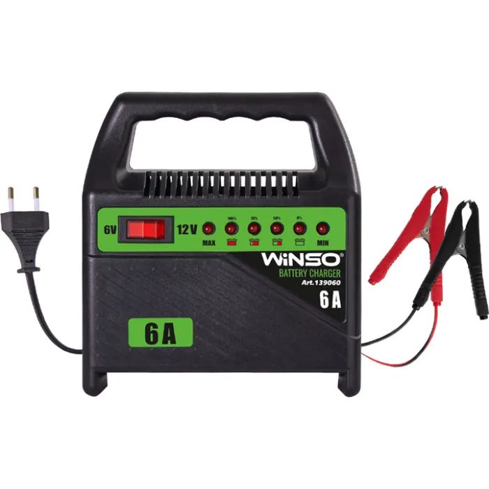 Зарядное устройство для автомобильного аккумулятора WINSO 6В-12В.Макс.струм підзарядки 6А.Макс.Ем 80Ah (139060) > цены в Киеве и Украине Зарядное устройство для автомобильного аккумулятора WINSO 6В-12В.Макс.струм підзарядки 6А.Макс.Ем 80Ah (139060)