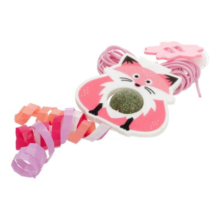 Игрушка для кошек Hippie Pet Лиса с веревкой розовая 2 м (HIPCT2401058)