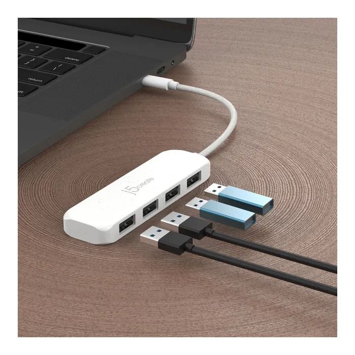 Концентратор J5create USB-C to 4xUSB-A 3.2 10Gbps white (JCH341EW-N) зображення 5