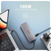 Концентратор AXAGON USB-C to 2xUSB-A + 1xUSB-C + HDMI + RJ45 + PD100W 0.15m gray (HMC-6G2L) изображение 5