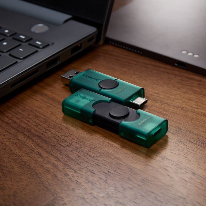 USB флеш накопитель Kingston 256GB DataTraveler Duo USB 3.2 / Type-C Black/Green (DTDEG2/256GB) изображение 10
