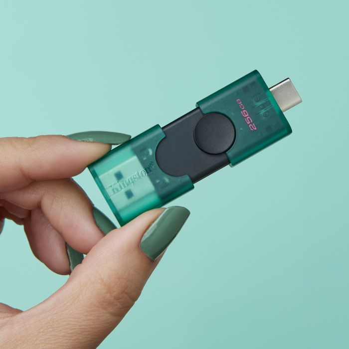 USB флеш накопитель Kingston 256GB DataTraveler Duo USB 3.2 / Type-C Black/Green (DTDEG2/256GB) изображение 8